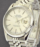 36mm Datejust with White Gold Fluted Bezel on Jubilee Bracelet With Silver Stick Dial