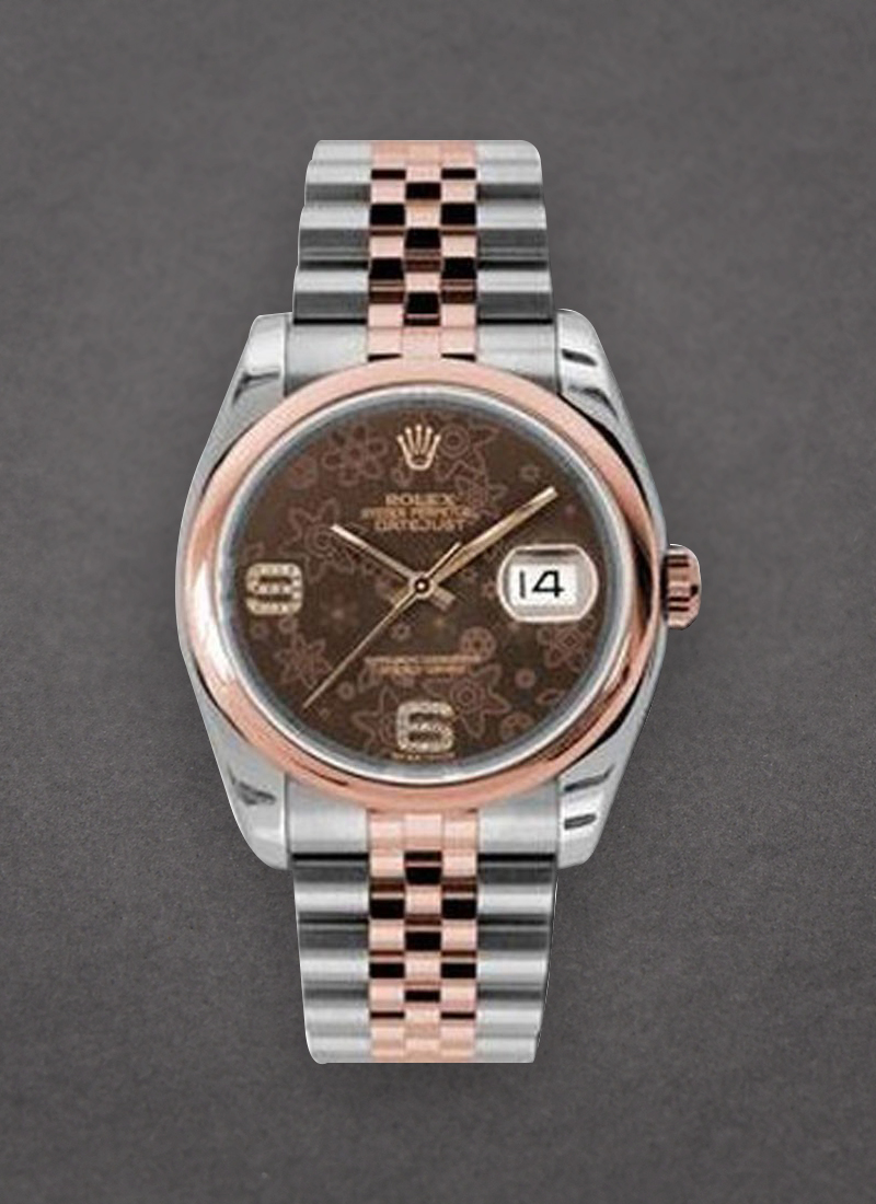 Rolex Unworn Datejust 36mm in Steel with Rose Gold Domed Bezel