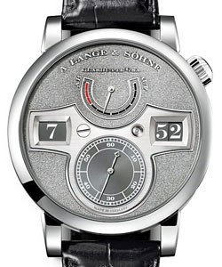 Zeitwerk Handwerkskunst 41.9mm in Platinum - Limited to 30 pcs On Black Crocodile Leather Strap with with Silver Dial