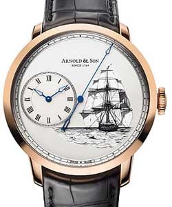 HMS Beagle Set in Rose Gold On Black Crocodile Strap with Silver Dial - In a set of  3pcs
