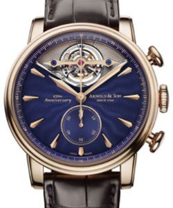 TEC1 Tourbillon Chronograph 250th Anniversary in Rose Gold on Brown Leather Strap with Blue Guilloche Dial