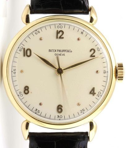 Vintage Round - Ref 1509 - Circa 1946 Yellow Gold on Leather Strap with Opaline Dial