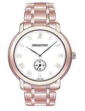 Jules Audemars Small Seconds in Rose Gold on Rose Gold Bracelet with White Dial