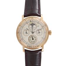 Equation of Time Moon Phase in Rose Gold on Black Leather Strap with White Guilloche Dial