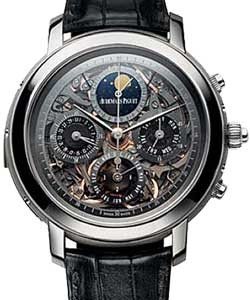 Jules Audemars Grande Complication in Titanium on Black Crocodile Leather Strap with Skeleton Dial
