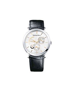 Jules Audemars Dual Time in White Gold on Black Leather Strap with Silver Dial