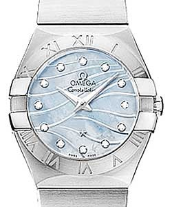 Constellation 95 Small in Steel on Steel Bracelet with Blue MOP Diamond Dial