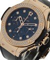 Big Bang Shiny Rose Gold with 2 Row Diamond Bezel on Strap with Black Diamond Dial