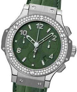 41mm Tutti Frutti Big Bang with Dark Green Dial and Diamond Bezel Steel on Strap with Green Dial