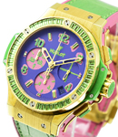 Big Bang Pop Art Yellow Gold Apple Yellow Gold - Green Sapphires on Strap with Green Dial