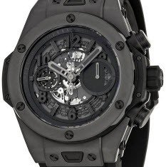 Big Bang Unico All Black 45mm in Black Ceramic on Black Rubber Strap with Skeleton Dial
