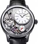 Masterpiece Gravity in Steel Anthracite Coated PVD on Black Alligator Strap with White Lacquer Openwork Dial