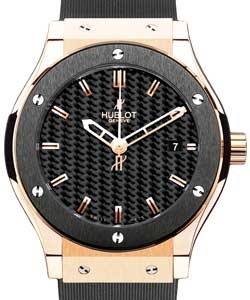 Classic Fusion 45mm Automatic in Rose Gold with Black Ceramic Bezel Rose Gold & Ceramic on Rubber Strap with Black Dial