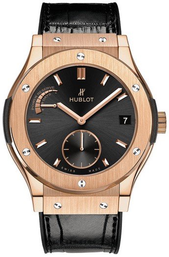 Classic Fusion 8 Day Power Reserve in Rose Gold On Black Alligator Leather Strap with Black Dial