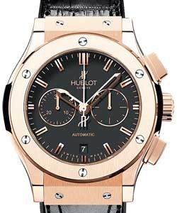 Classic Fusion 42mm Automatic in Rose Gold On Black Leather Strap with Black Dial - Gold Markers