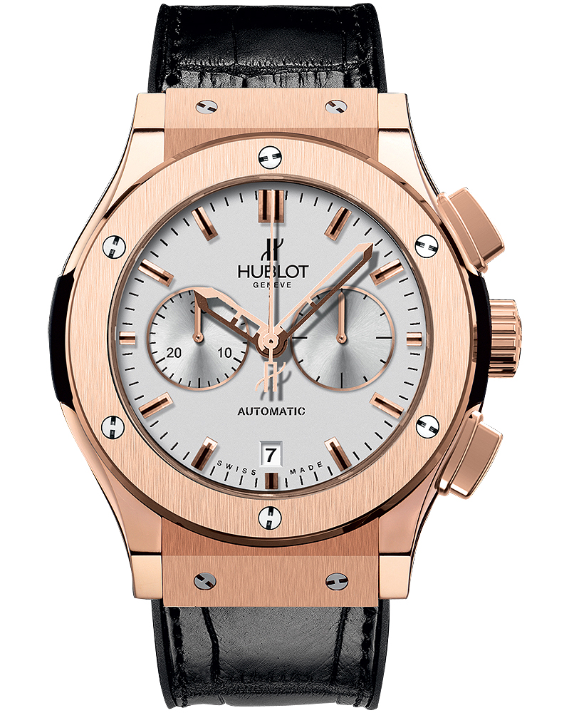 Classic Fusion 42mm Automatic in Rose Gold on Black Leather Strap with Silver Opaline Dial - Gold Markers