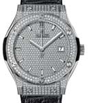 Classi Fusion 42mm Automatic in Titanium - Diamonds On Black Alligator Strap with Pave Diamond Dial
