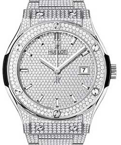 Classi Fusion 42mm Automatic in Titanium with Full Pave Diamond Bezel on Titanium Diamond Bracelet with Pave Diamond Dial