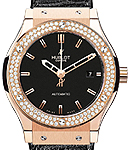 Classic Fusion King 42mm in Rose Gold inDiamond Bezel On Black Alligator Strap with Matte Black Dial