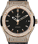 Classic Fusion King 42mm in Rose Gold - Diamond Bezel On Black Alligator Strap with Matte Black Dial