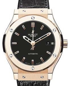 Classic Fusion 38mm Automatic in Rose Gold On Black Crocodile Leather Strap with Matte Black Dial