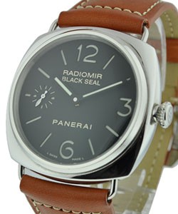 PAM 183 - Black Seal Radiomir in Steel on Brown Crocodile Leather Strap with Black Dial