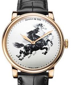 HM Series Horse 40mm in Rose Gold - Limited Edition One Out of 28pcs. on Black Crocodile Strap with White Dial