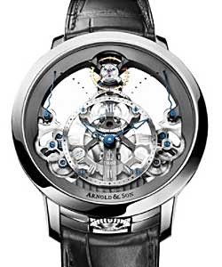 Time Pyramid 44.6mm in Steel on Black Alligator Leather Strap with Openwork Dial