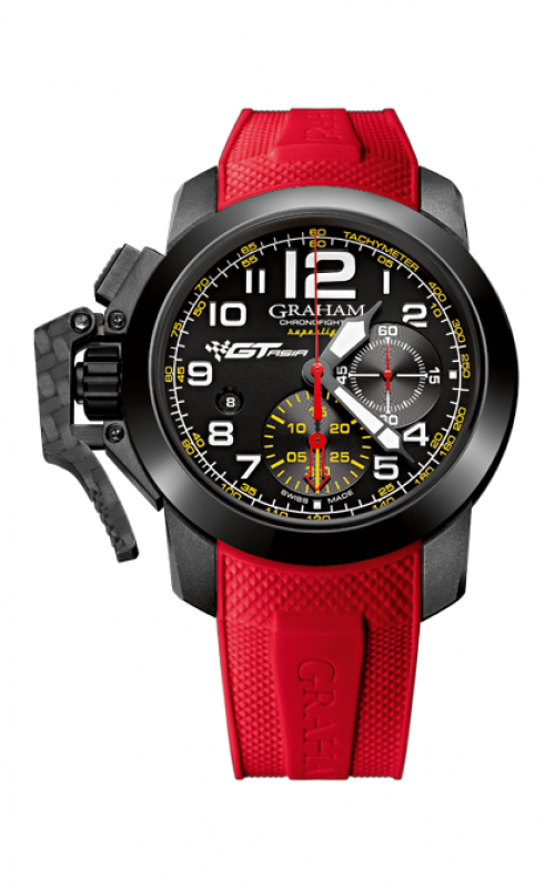 Chronofighter Oversize Automatic - Super Light Carbon Nanotube Casing - Red Rubber Strap -Black Arabic Dial