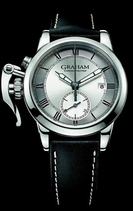 Chronofighter 1695 Mens Erotic Indian in Steel on Black Leather Strap with Silver Roman Dial