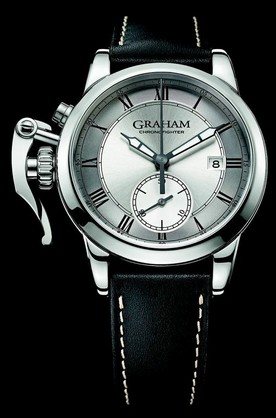 Chronofighter 1695 Mens Erotic Chinese in Steel on Black Leather Strap with Silver Roman Dial