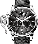 Chronofighter 1695 Lady Moon 36mm Automatic in Steel on Black Lizard Strap with Black Flinque Diamond Dial
