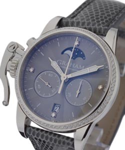 Chronofighter 1965 Lady in Steel with Diamond Bezel on Grey Lizard Strap with Grey Flinque Diamond Dial