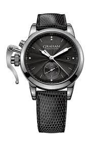 Chronofighter 1965 Romantic Lady Moon 42mm in Steel on Black Lizard Strap with Black Flinque Diamond Dial
