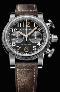 Graham 1965 Silverstone Mens 44mm Automatic in Steel On Brown Leather Strap with Beige Dial and Black Markers