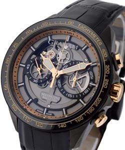 Silverstone RS Skeleton in Black PVD with Rose Gold On Black Crocodile Leather Strap with Gray Skeleton Dial
