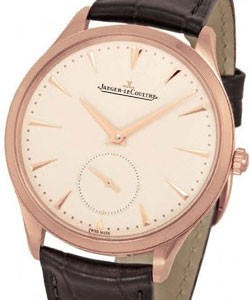 Master Control Ultra Thin in Rose Gold on Brown Crocodile Leather Strap with Beige Dial