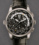 World Timer WWTC in Titanium on Black Alligator Leather Strap with Black Dial