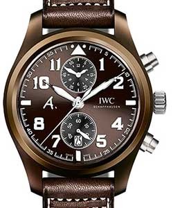 Pilot Chronograph The Last Flight 46mm Automatic in Brown Ceramic and Titanium On Brown Calfskin Strap with Tobacco Brown Dial