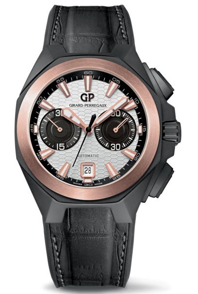 Chrono Hawk Hollywoodland Black Ceramic-Rose Gold on Strap with Silver Dial