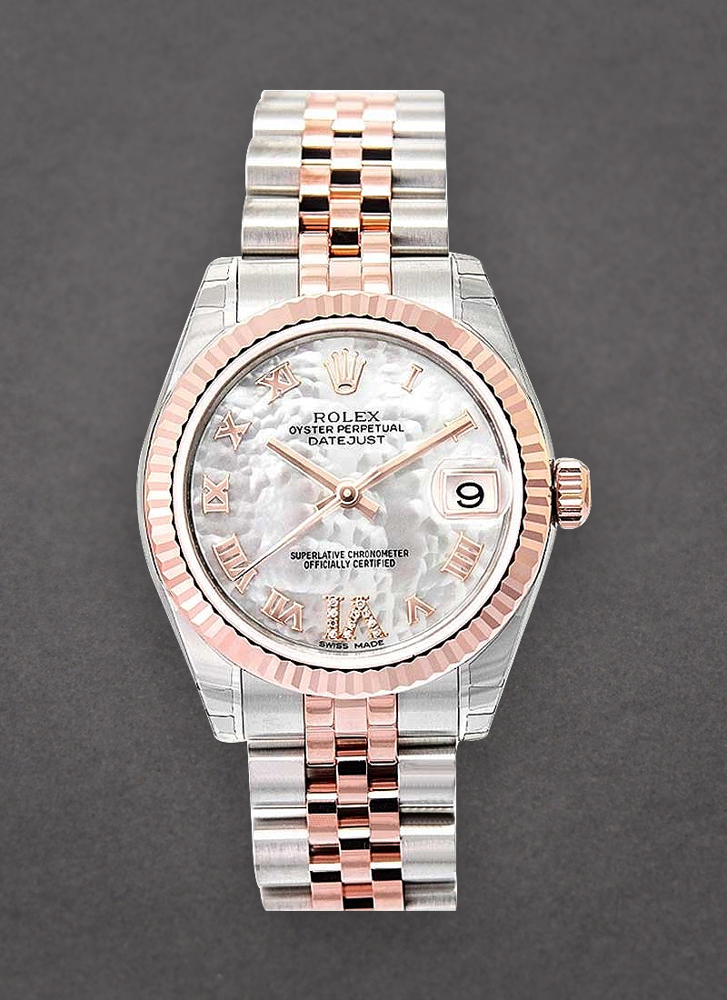 Rolex Unworn Datejust in Steel with Rose Gold Fluted Bezel