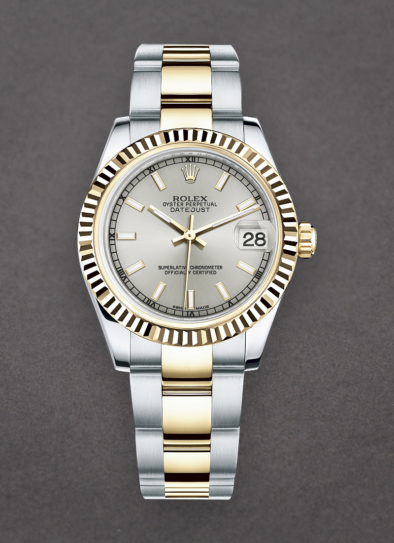 Rolex Unworn Datejust Mid Size 31mm in Steel with Yellow Gold Domed Bezel