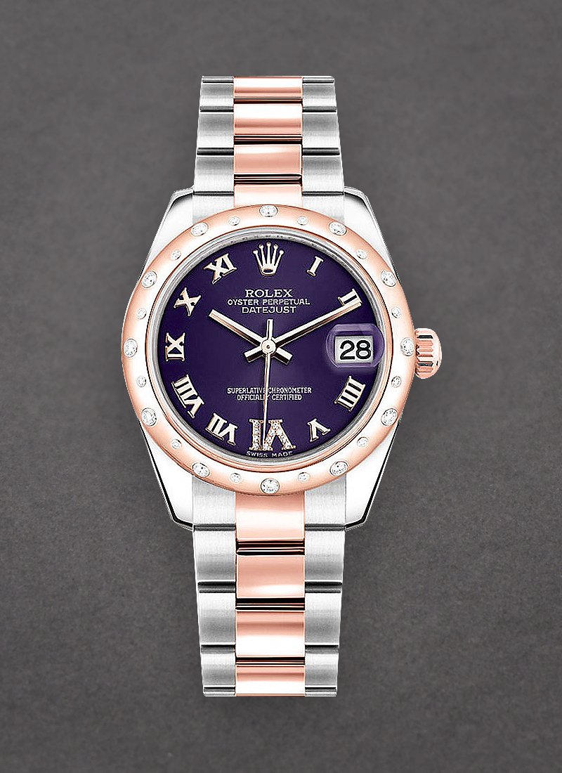 Rolex Unworn Datejust 31mm in Steel with Rose Gold Diamond Bezel