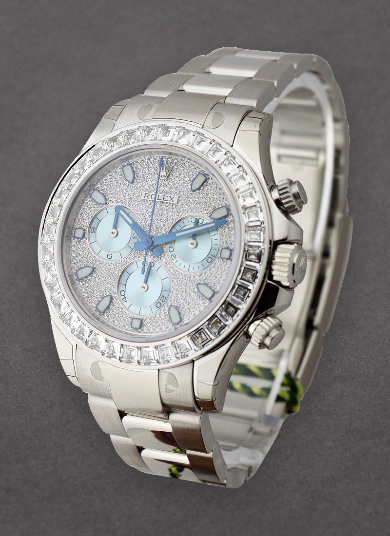 Rolex Unworn Daytona Cosmograph in Platinum with Baguette Diamond Bezel