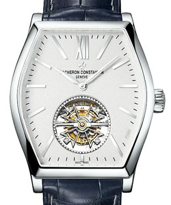 Malte Excellence Platine Tourbillon Manual in Platinum On Blue Alligator Strap with Platinum Openwork Dial