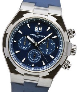 Overseas Chronograph  42mm in Steel On Blue Crocodile Strap with Blue Index Dial