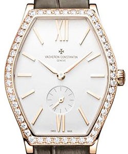 Malte Ladies Manual in Rose Gold with Diamond Bezel On Black Alligator Strap with Silver Sand Blasted Dial