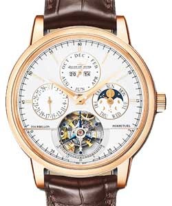 Master Grande Tradition Tourbillon 42mm in Rose Gold On Brown Alligator Strap with Silver Grained Dial