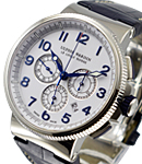 Marine Chronograph Automatic in Steel On Blue Crocodile Strap with White Arabic Dial