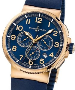 Marine Chronograph Voyager Bleu - 99pcs Made On Blue Rubber Strap with Blue Arabic Dial